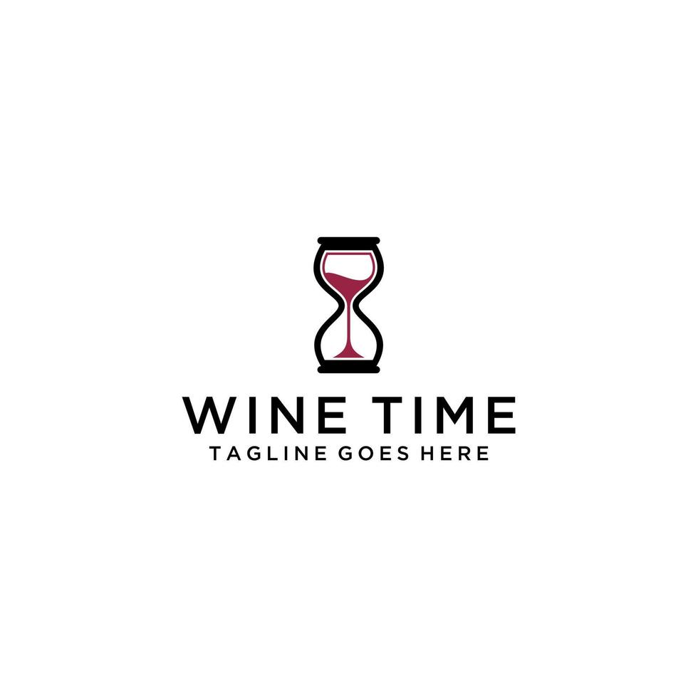 diseño de signo de logotipo de idea de vino de tiempo vector