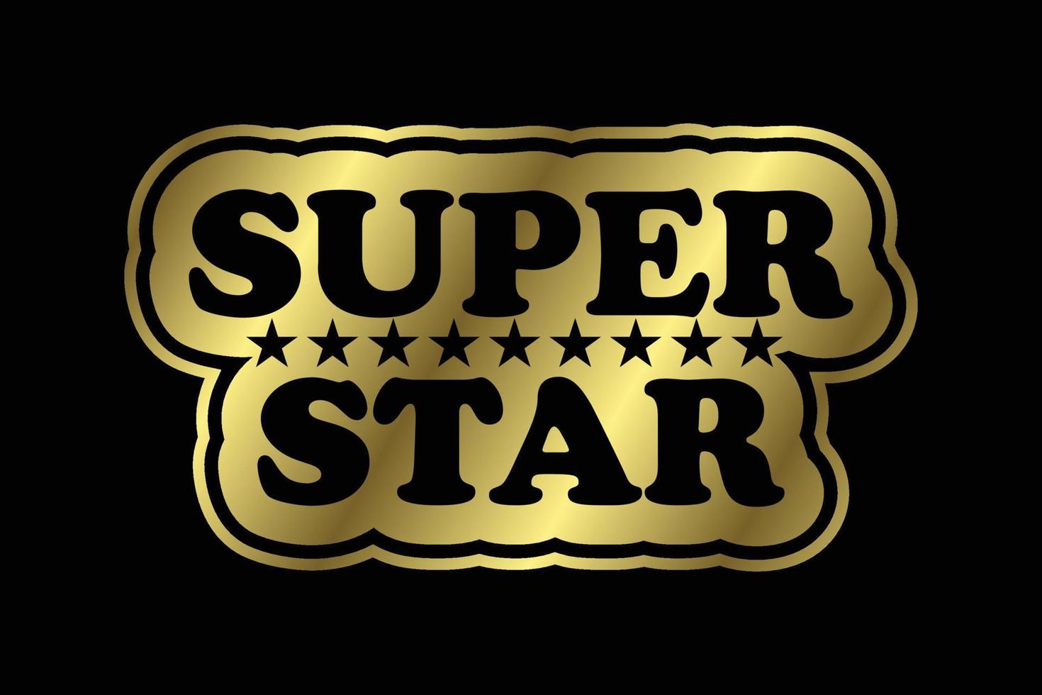 Golden Super Star Text Logo Sign Symbol. Vector illustration graphic element on the dark background