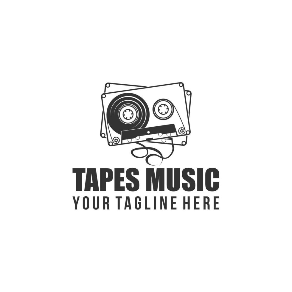 diseño de logotipo vintage de música de cintas vector