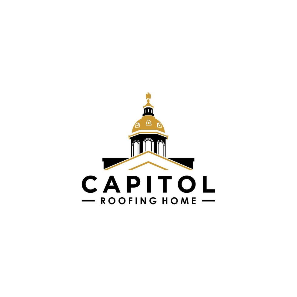Capitol roofing logo design . vector