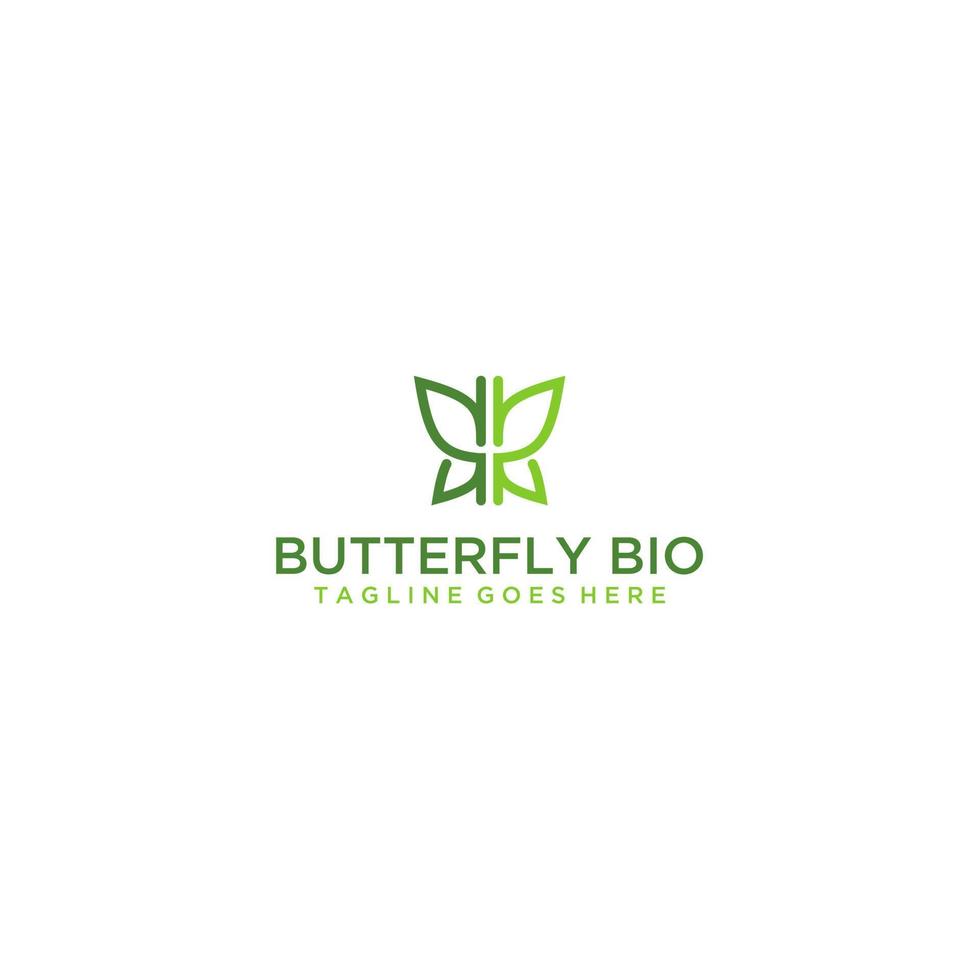 logotipo ecológico - diseño de letrero de logotipo de dos mariposas verdes vector