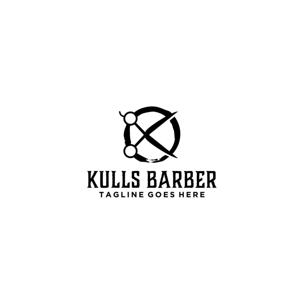 Letter K that forms scissors for barber shop logo design vector