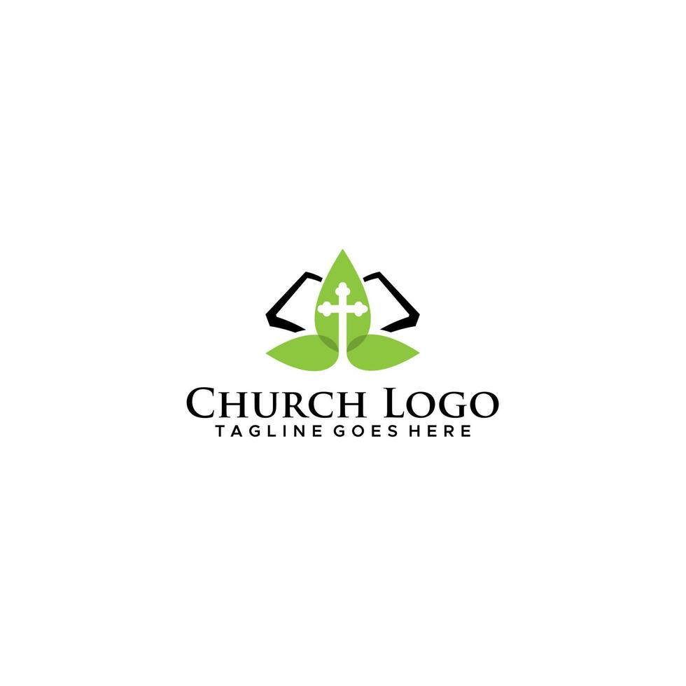 Bible Cross Leaf Church Logo vector