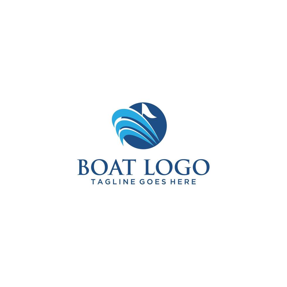 signo de logotipo de barco y mar vector