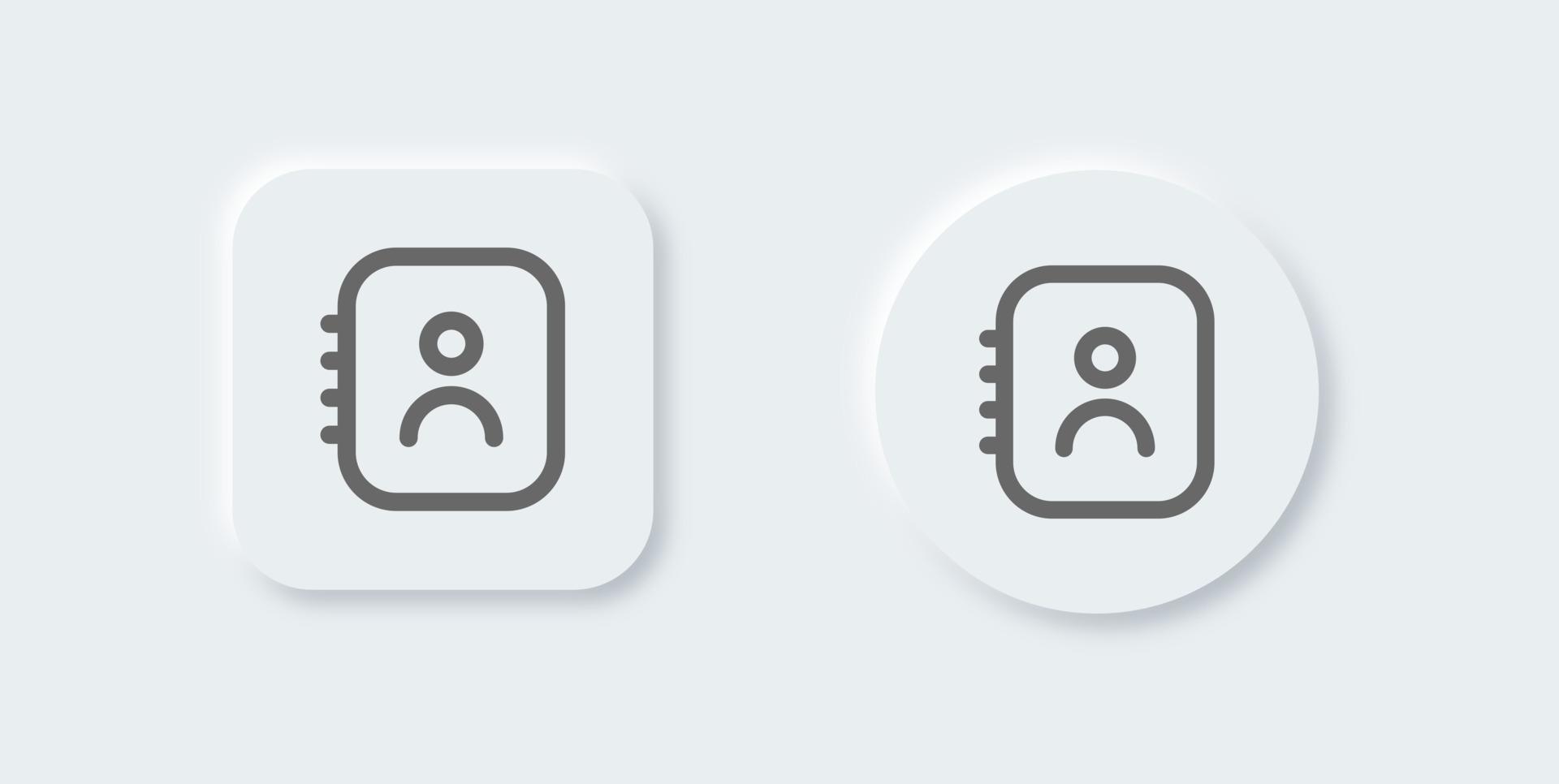 Contact book line icon in neomorphic design style. Phone number book or phone book symbol vector. vector