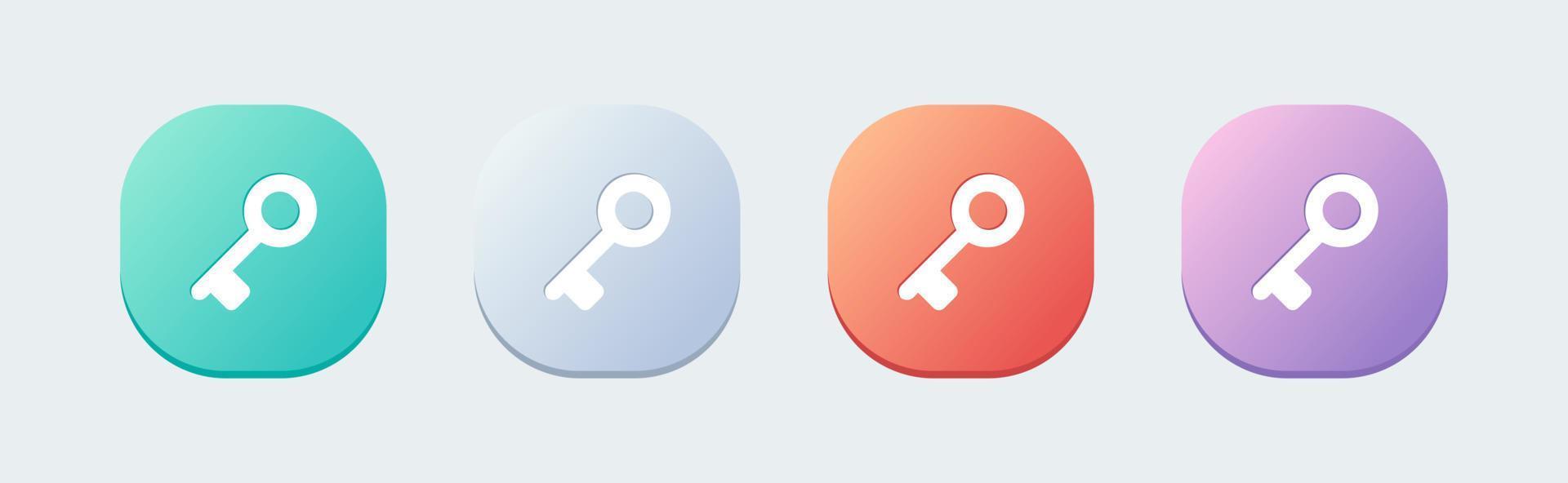 Key solid icon in flat design style. Opener signs vector illustration.