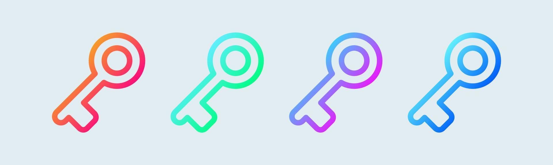 Key line icon in gradient colors. Opener signs vector illustration.