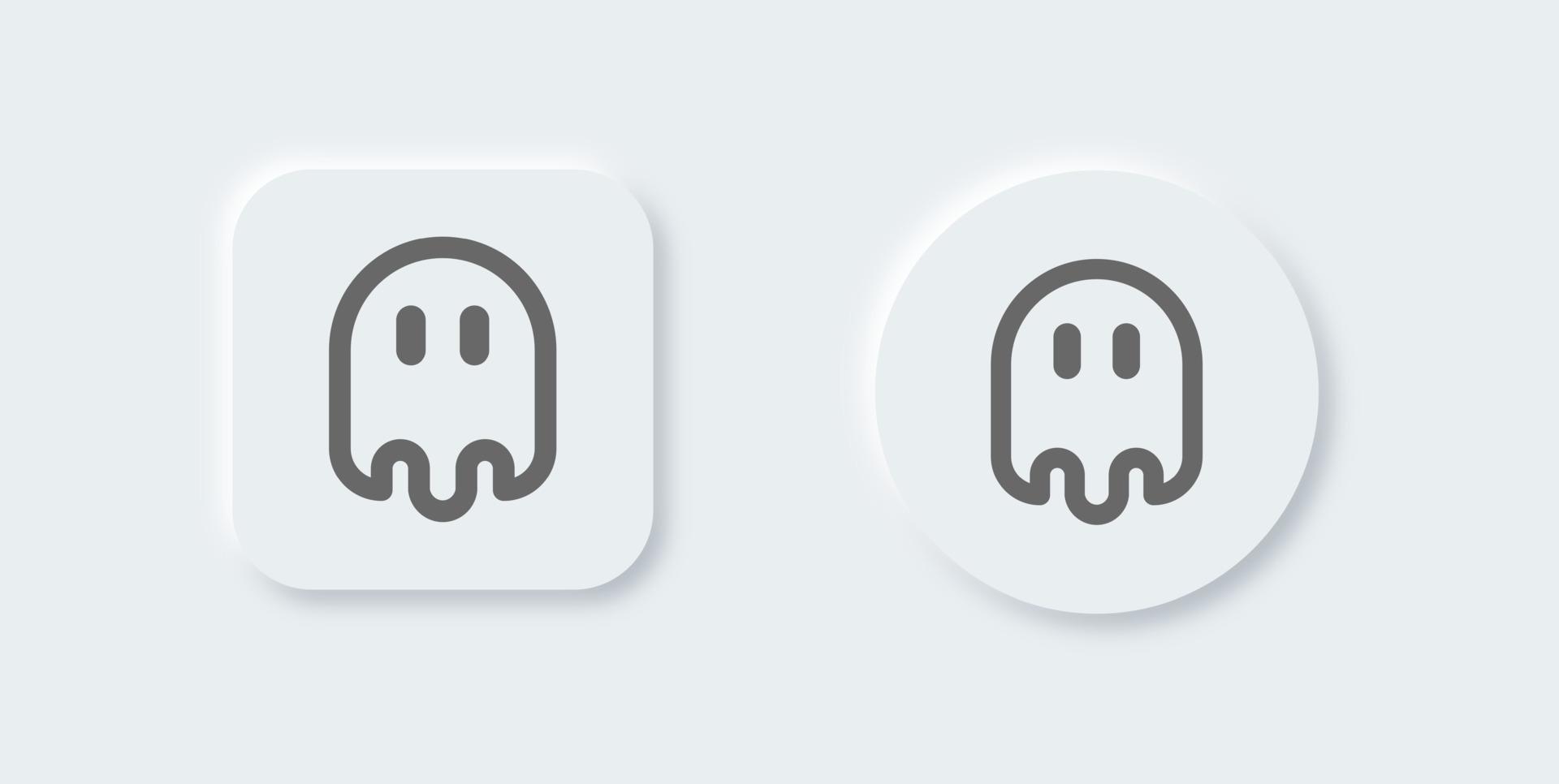 Ghost line icon in neomorphic design style. Spooky spirit signs vector illustration.