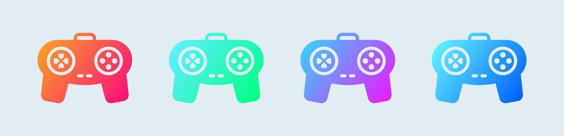 icono sólido de joystick en colores degradados. Ilustración de vector de signo de consola de juegos.