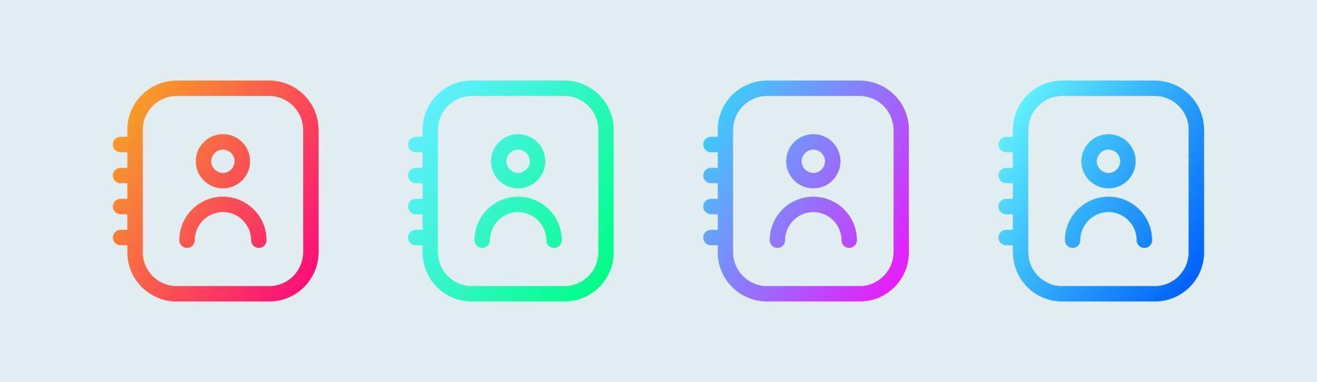 Contact book line icon in gradient colors. Phone number book or phone book symbol vector. vector