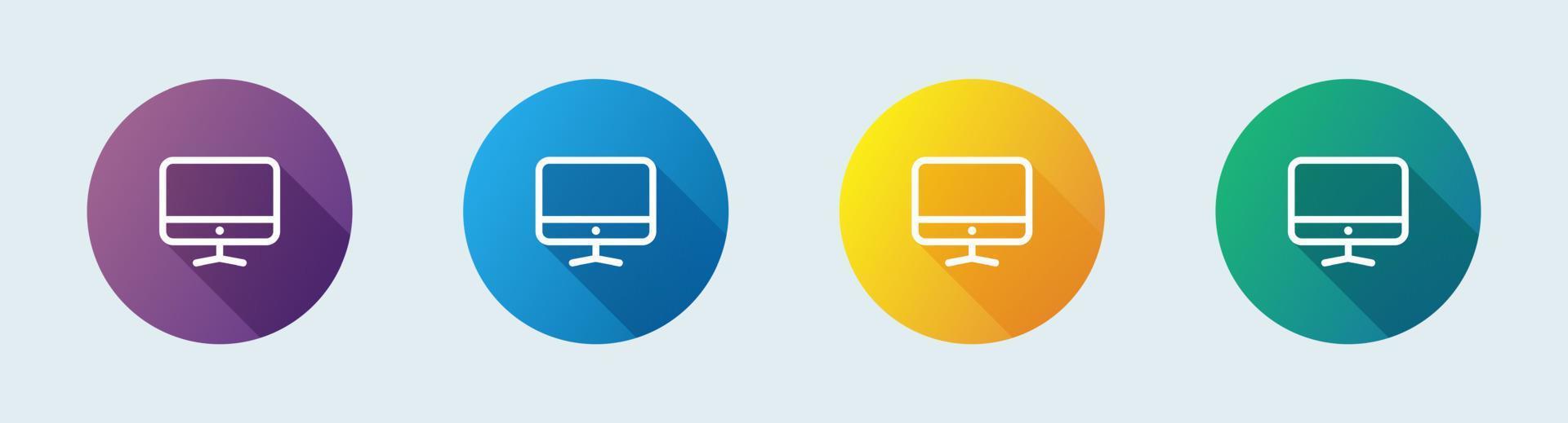 Computer line icon in flat design style. Desktop monitor signs vector illustration.