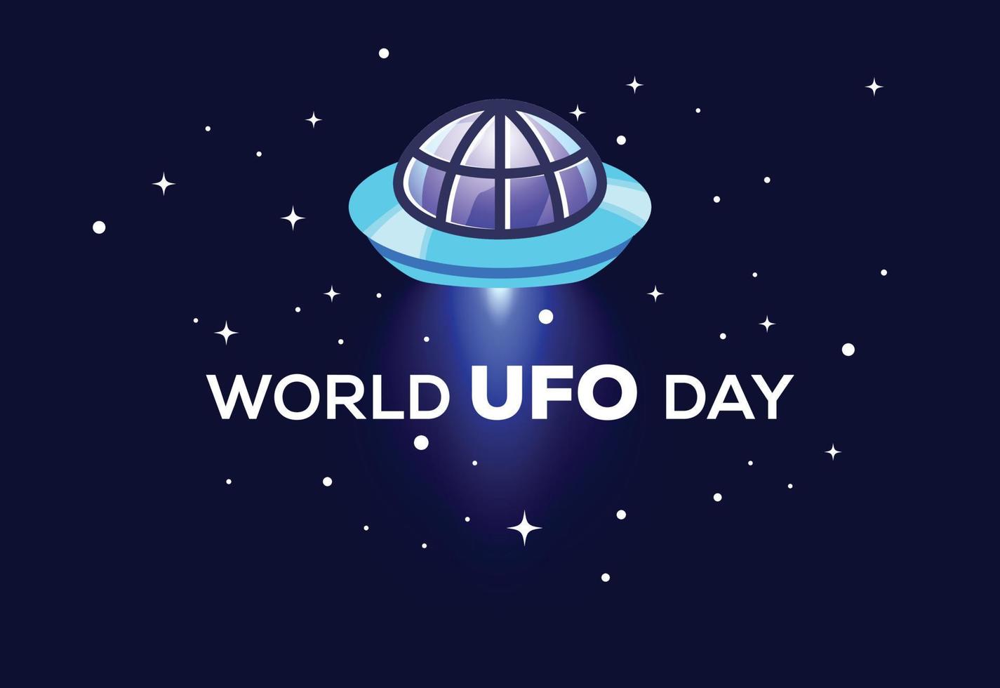 Happy World UFO day. UFO flying spaceship. Vector illustration.