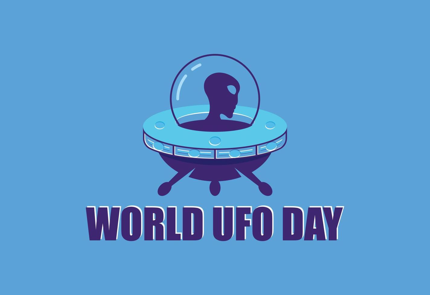Happy World UFO day. UFO flying spaceship. Vector illustration.
