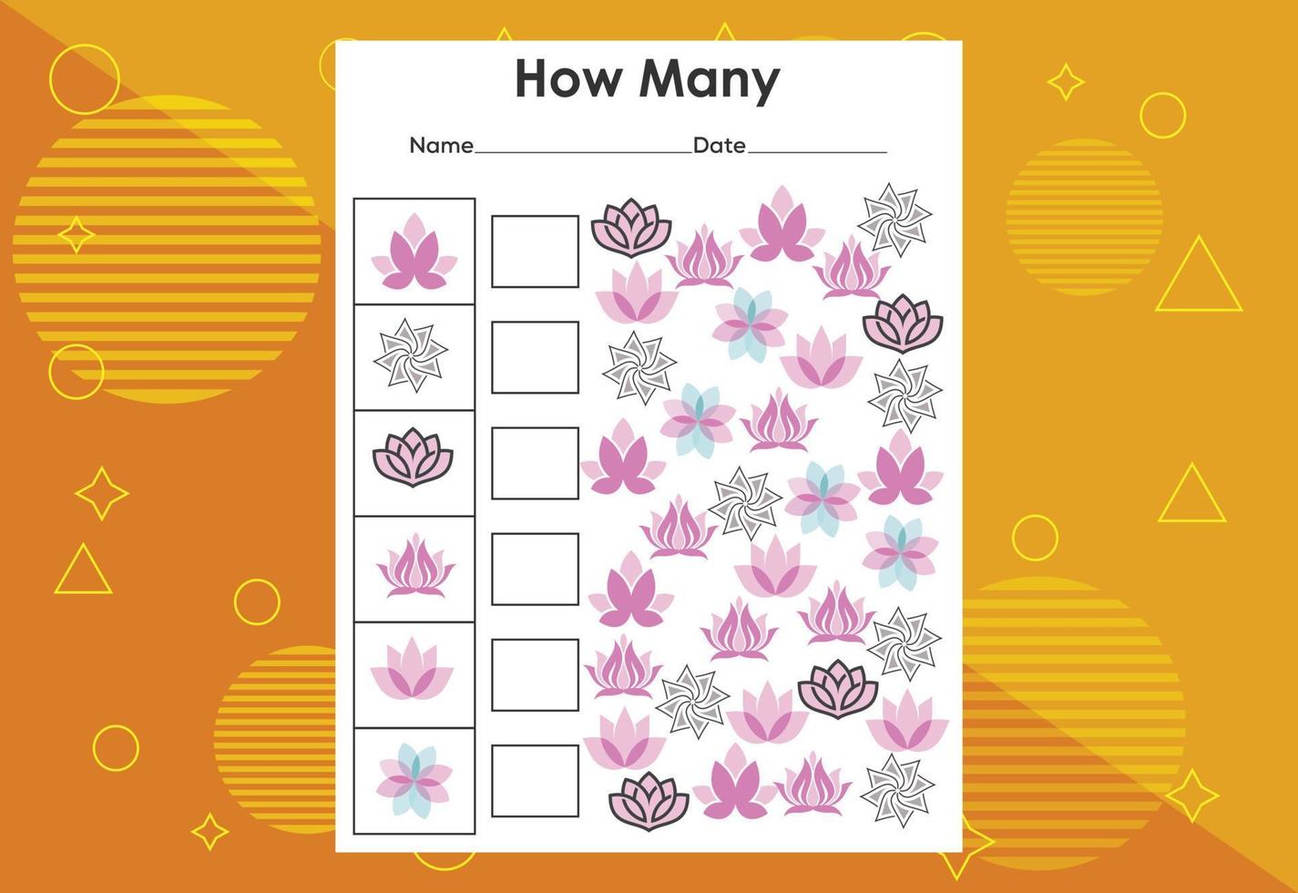 How many objects task. Educational children's game worksheet vector