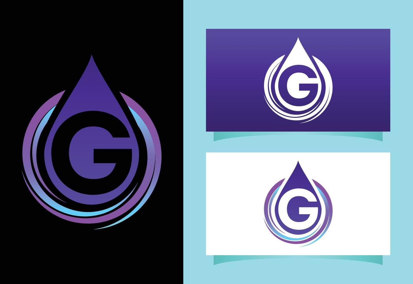 alfabeto inicial del monograma g con gota de agua en espiral. plantilla de vector de diseño de logotipo de gota de agua. emblema de fuente logotipo vectorial moderno para la identidad empresarial y empresarial