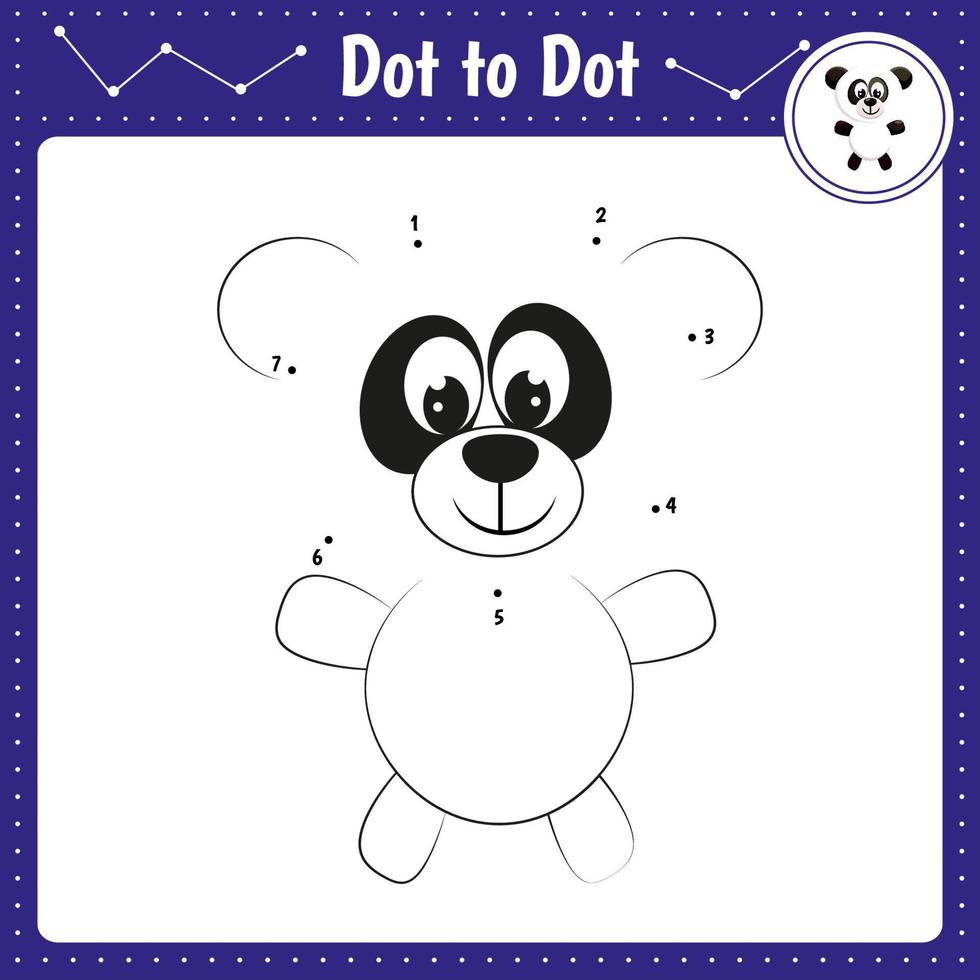 Connect the dots. Panda. Dot to dot educational game. Coloring book for preschool kids activity worksheet. vector
