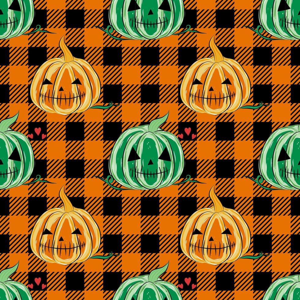 Seamless background with Halloween patterns. Wrapping paper pattern. Pumpkin vector. vector