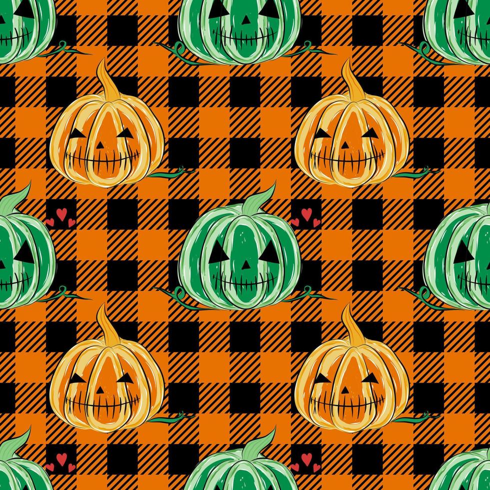 Seamless background with Halloween patterns. Wrapping paper pattern. Pumpkin vector. vector