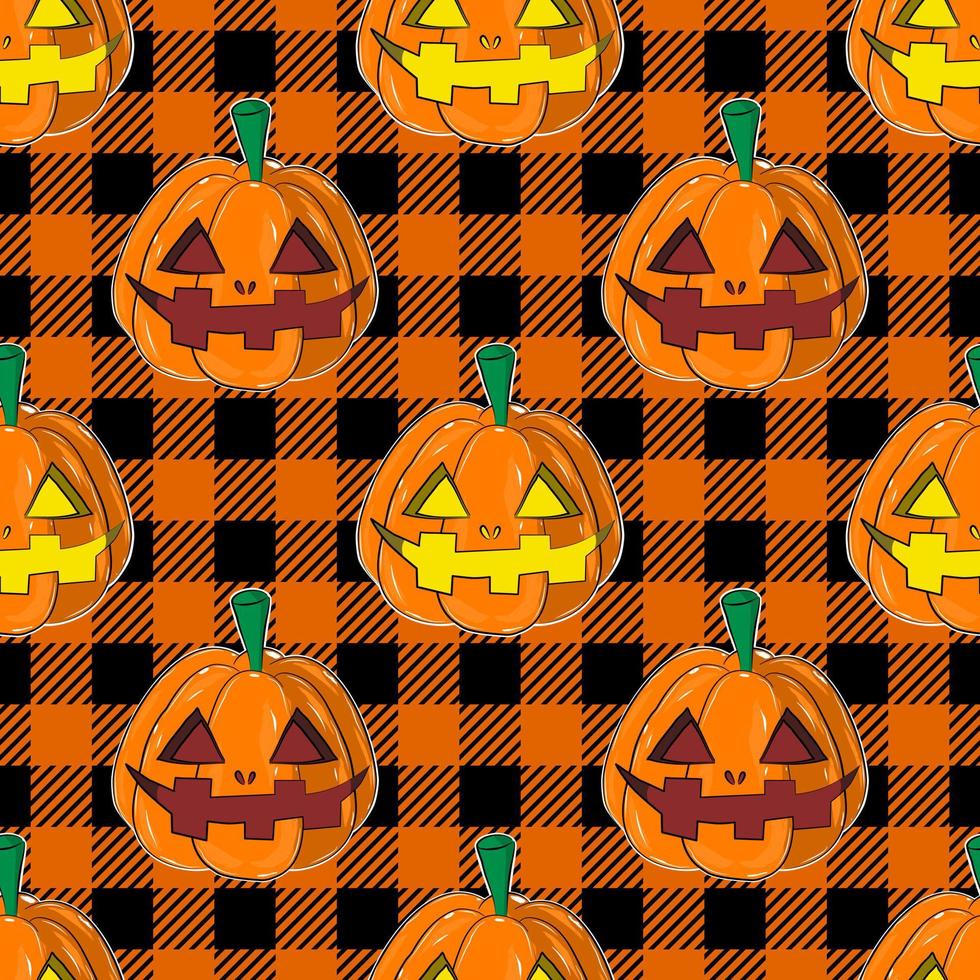 Seamless background with Halloween pattern. Pumpkin cartoon. Wrapping paper and decorative patterns. vector