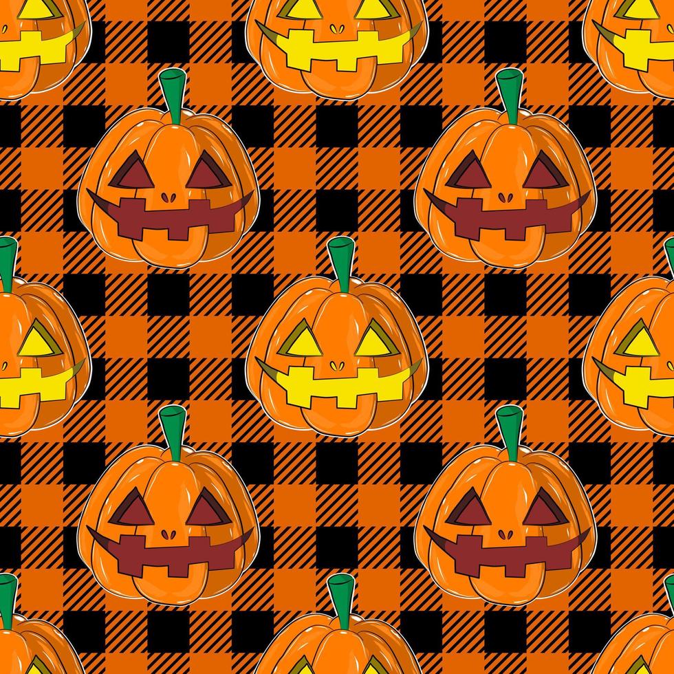 Seamless background with Halloween pattern. Pumpkin cartoon. Wrapping paper and decorative patterns. vector