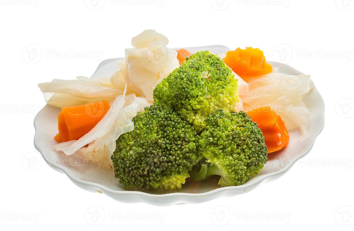 Boiled cabbage and broccoli photo