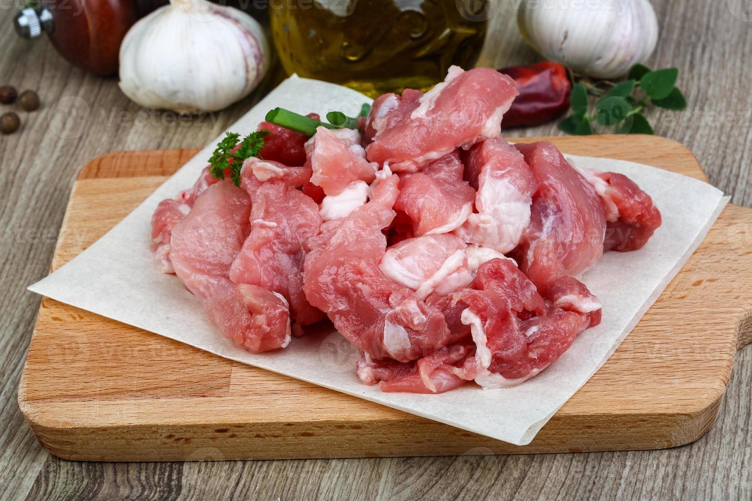 Diced pork meat photo