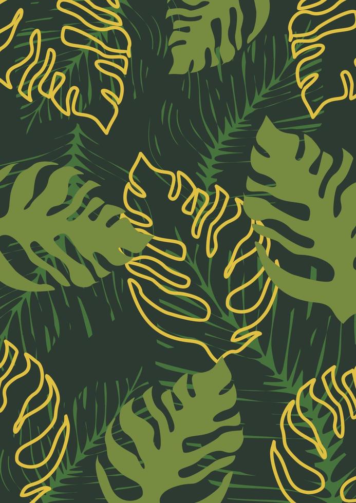 diseño de patrón de fondo de hoja tropical vector