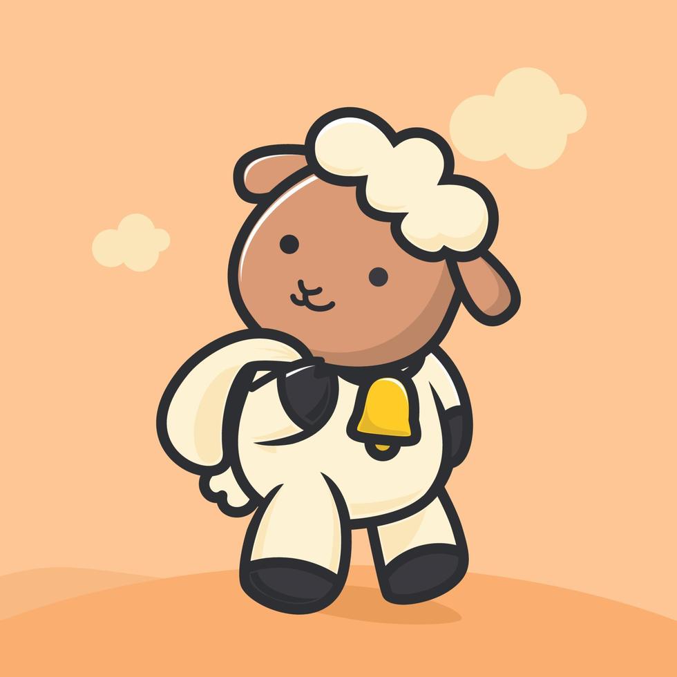 Illustration of a cute lamb picking up a sack vector