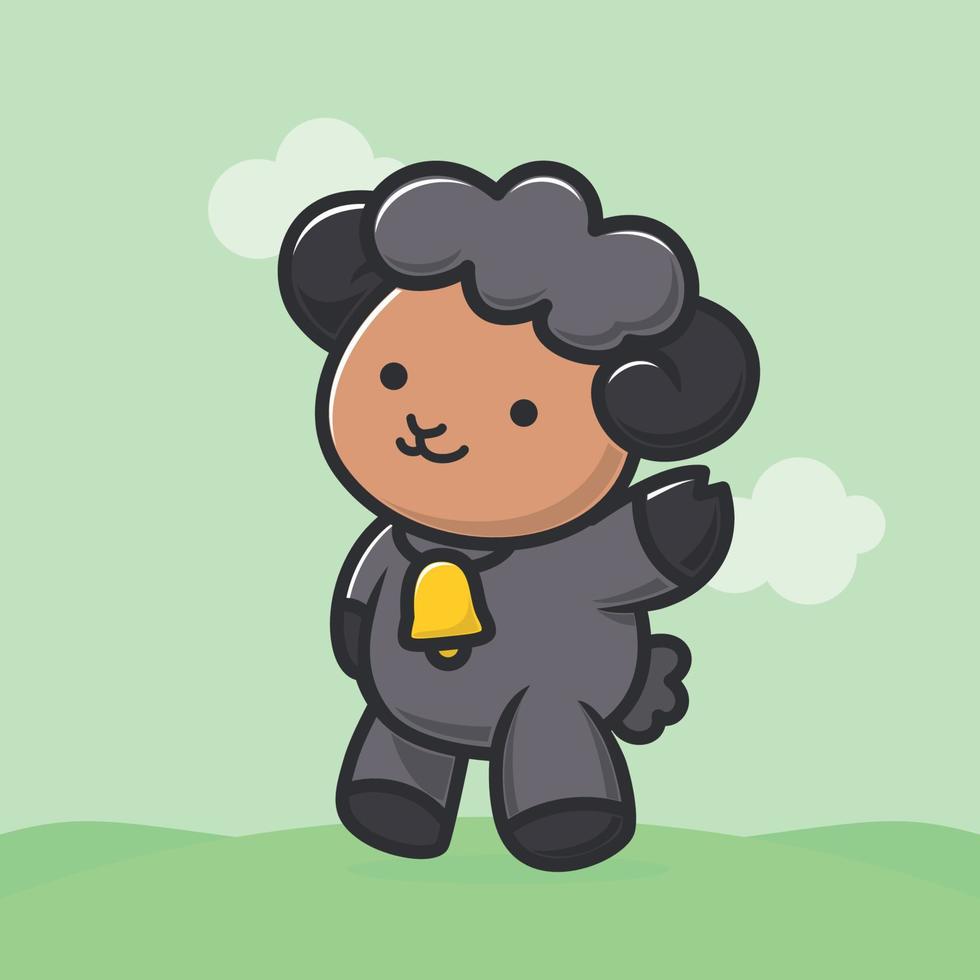 ilustración de una linda oveja negra levantando la mano vector
