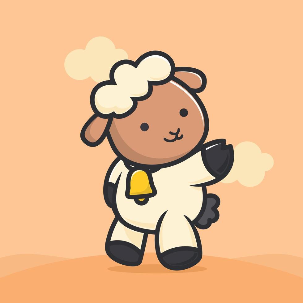 Illustration of a cute lamb raising his hand vector