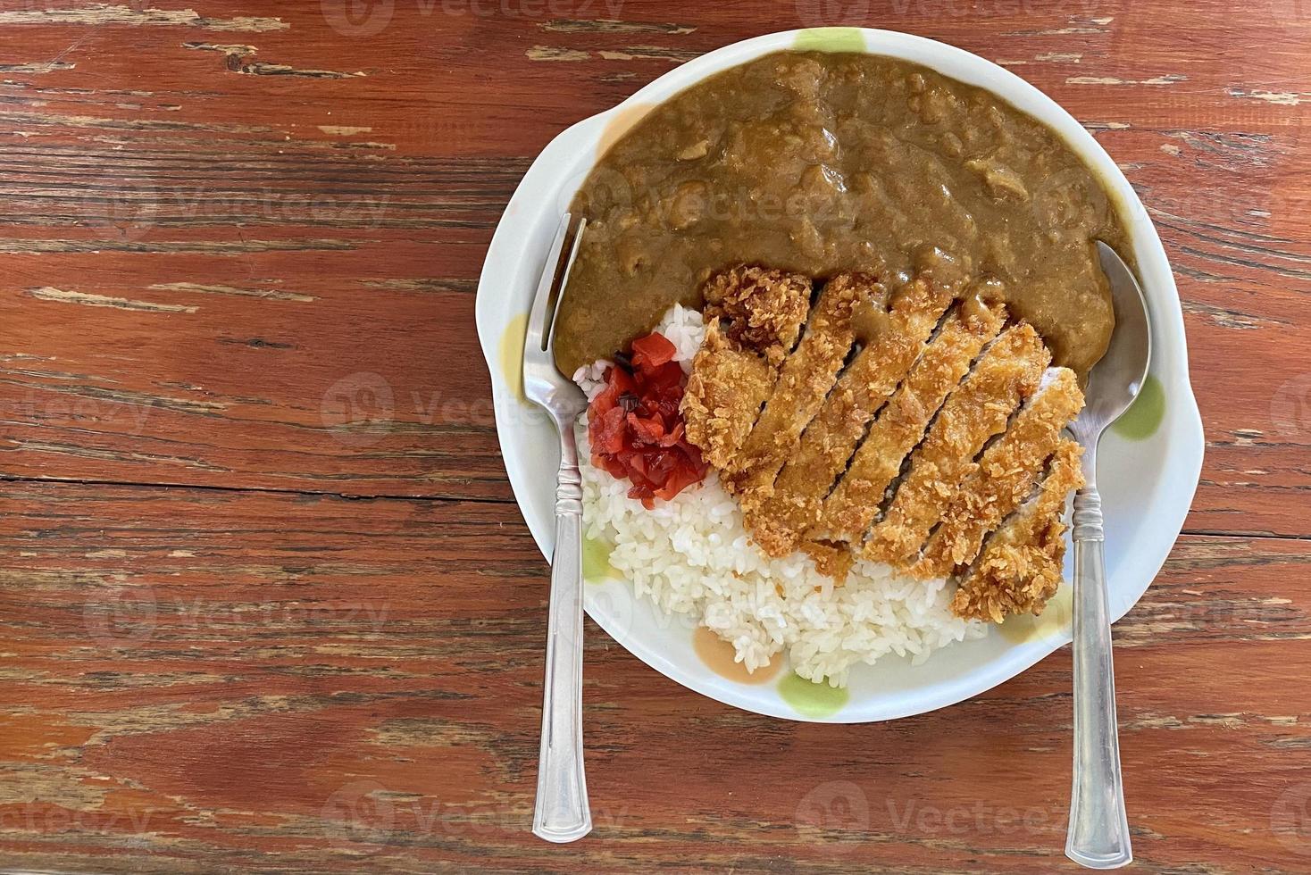 Fried Chicken Curry with Rice photo