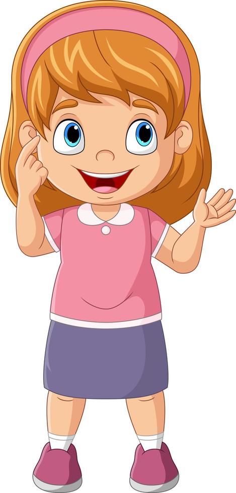 Cute cartoon little girl thinking vector