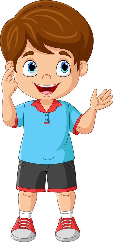 Cute cartoon little boy thinking vector