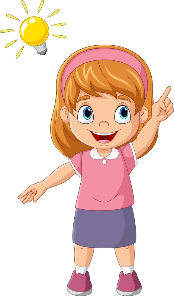 Cartoon little girl with big idea vector