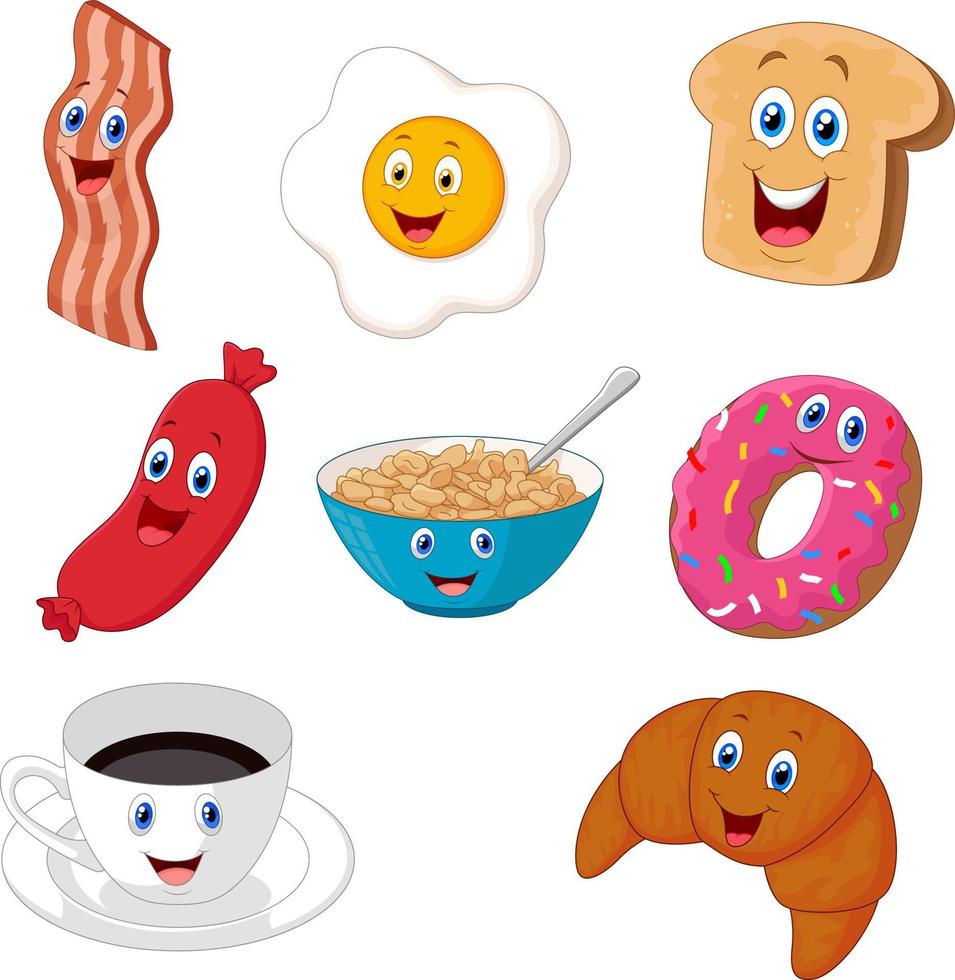 Cartoon breakfast collection vector