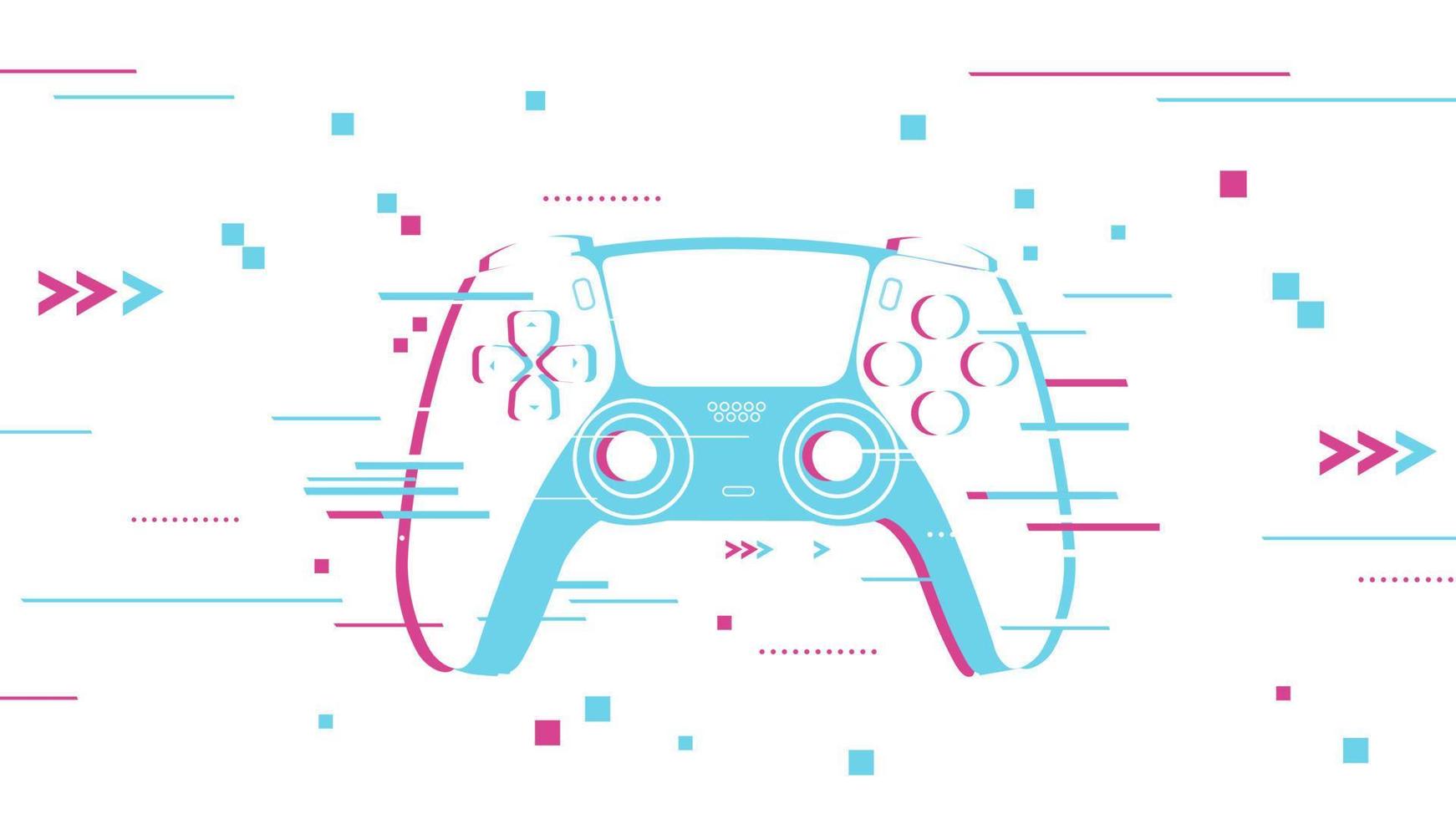 Glitched effect next-gen game controller white background vector