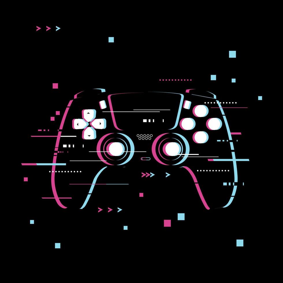 Glitched game controller vector illustration background