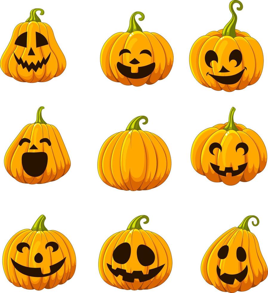 Set of Halloween pumpkin vector