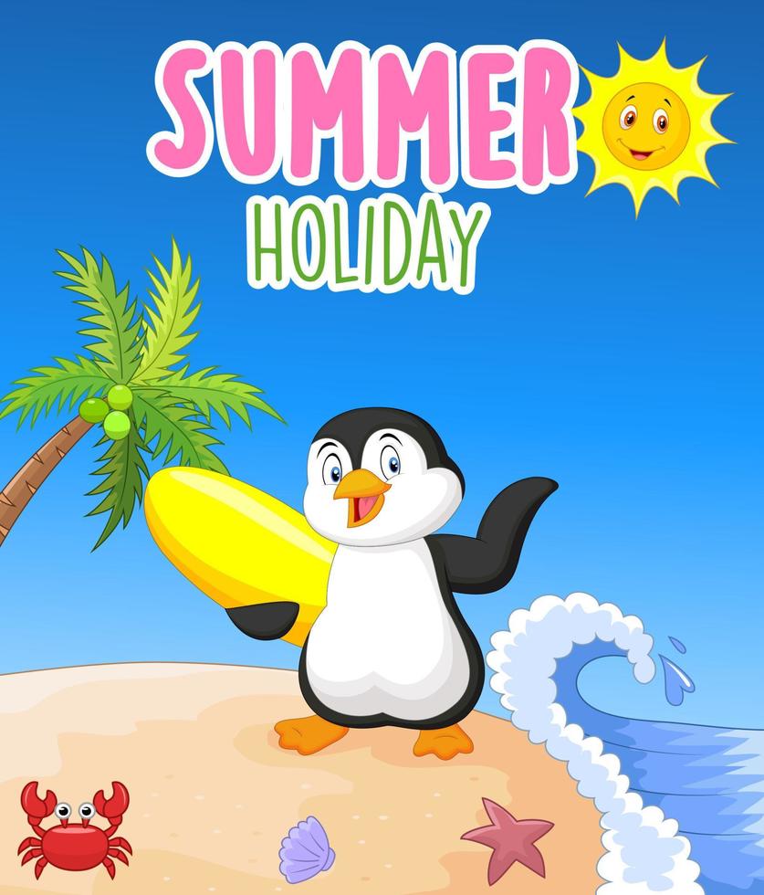 Summer background with penguin vector