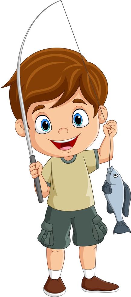 pesca de niño feliz de dibujos animados 8916645 Vector en Vecteezy