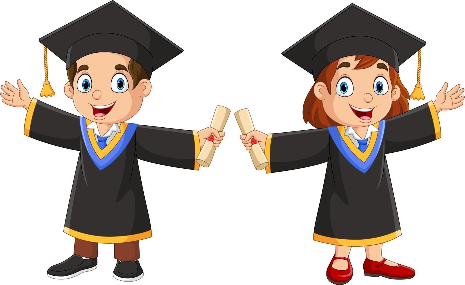 niños felices de dibujos animados en trajes de graduación 8916646 Vector en  Vecteezy