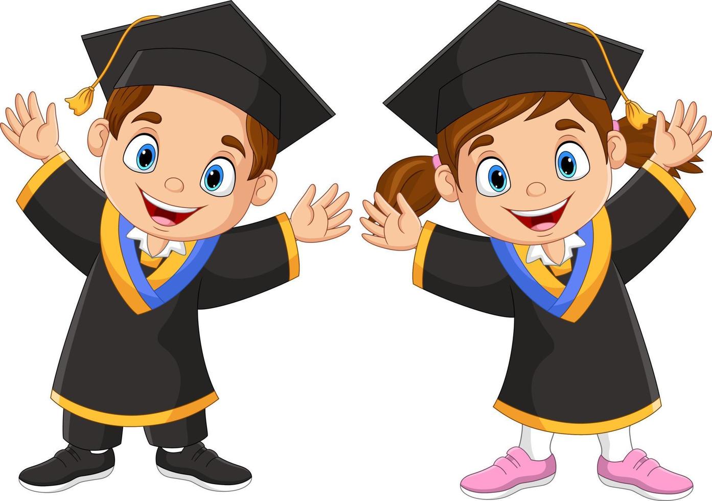 niños felices de dibujos animados en trajes de graduación 8916649 Vector en  Vecteezy
