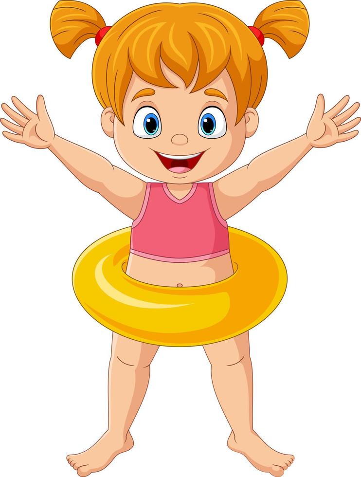 Cartoon little girl with inflatable ring vector