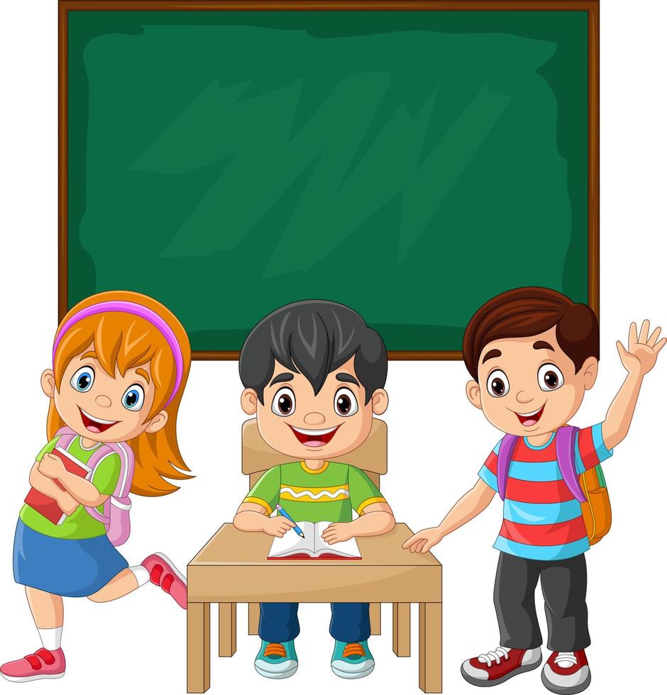 Cartoon school children in the classroom vector