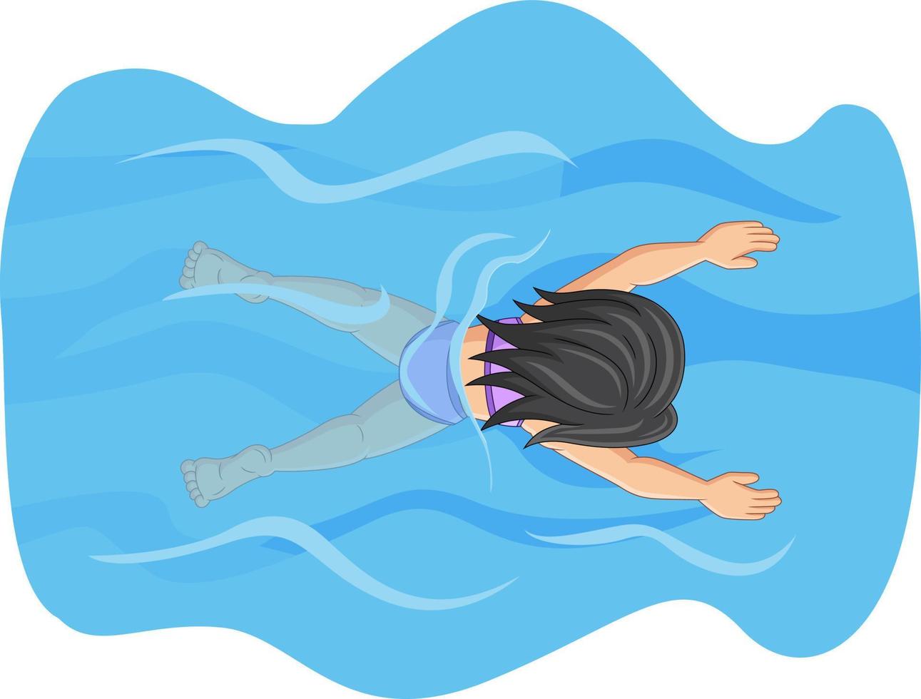 Cartoon little girl swimming in the pool vector