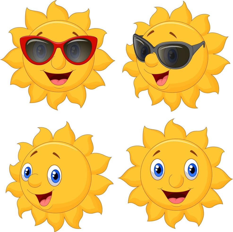 Cartoon sun collection vector