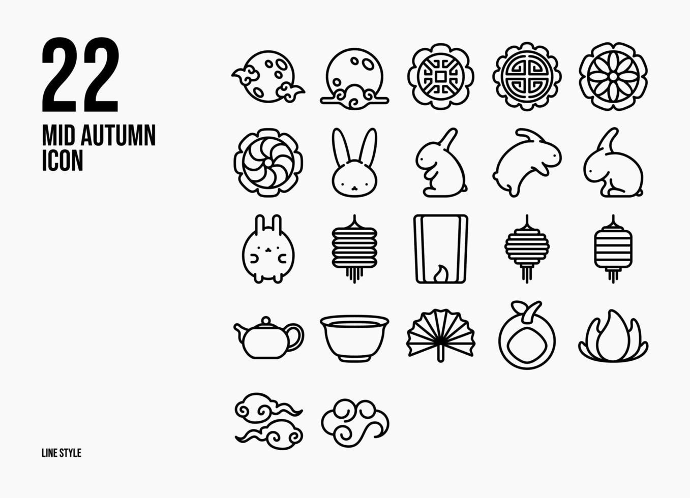 Mid Autumn Icon In Line Style vector