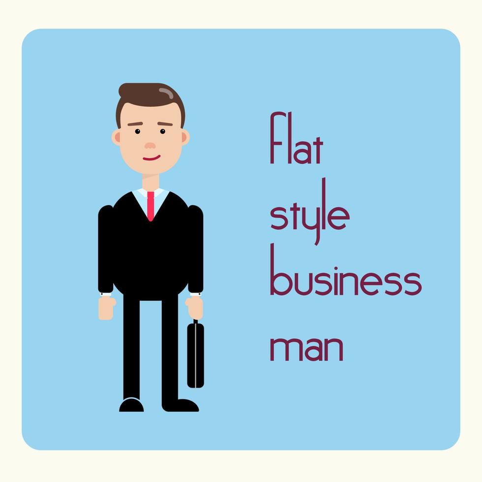 Businessman holds a suitcase in his hand. Flat style illustration. vector