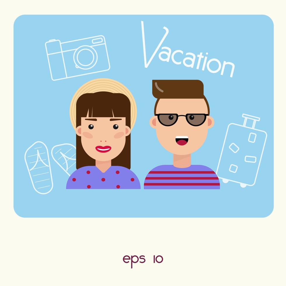 Portrait of a happy couple. Flat style. People design. vector