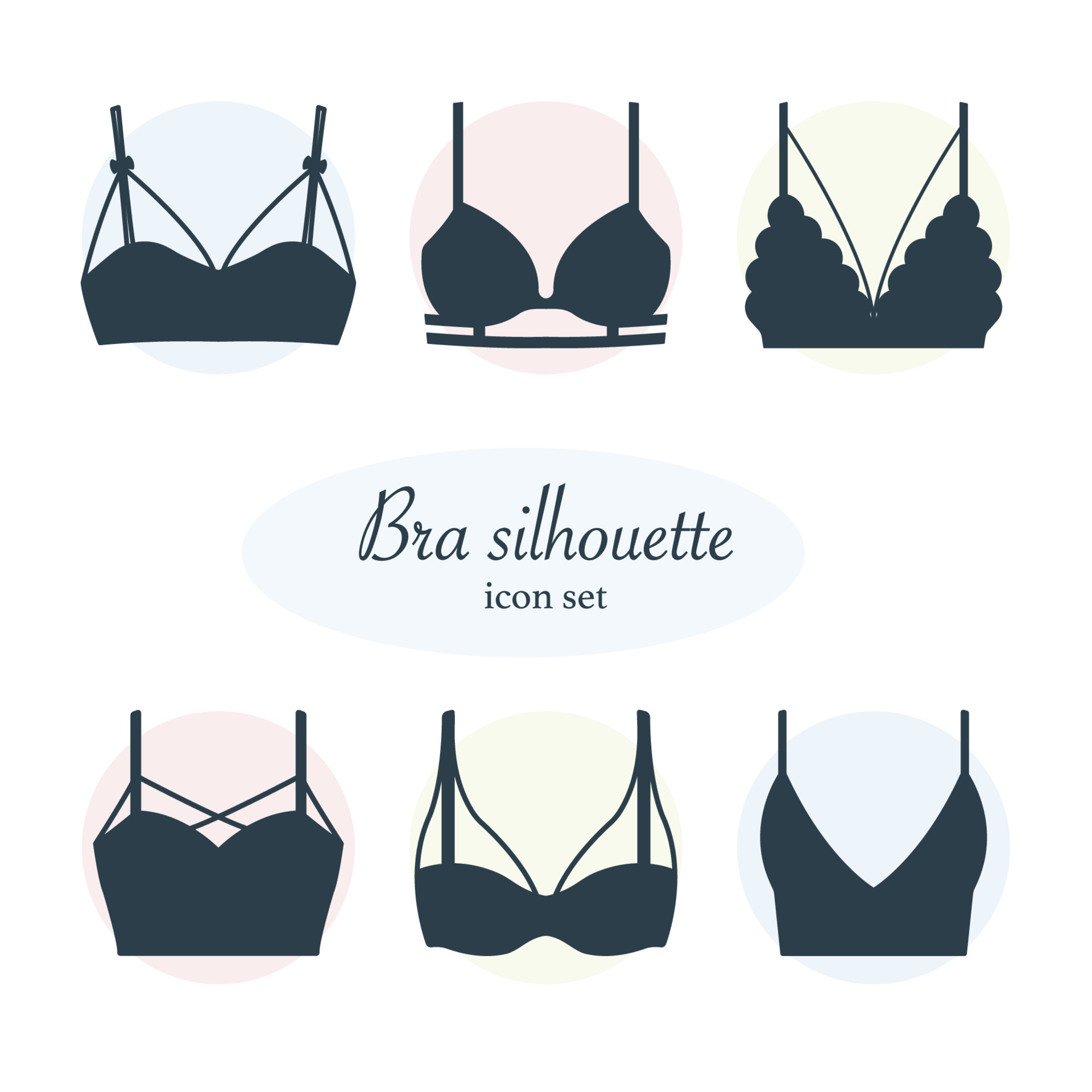 Different types of bras. Silhouette icons. 8916929 Vector Art at Vecteezy